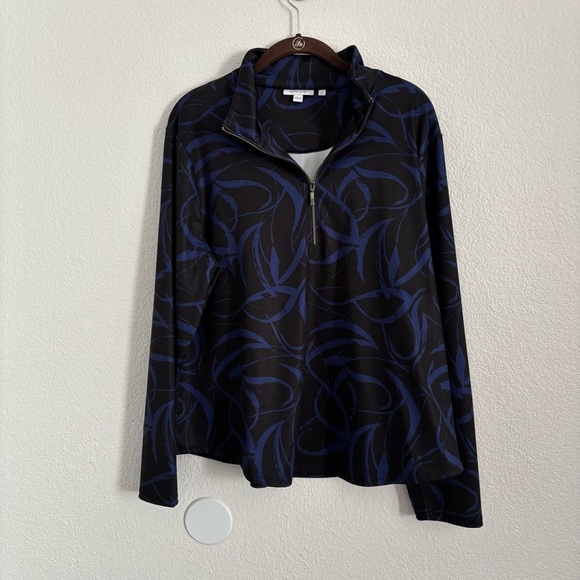Chico's Women's Size 3 (US XL) Blue/Black 1/4 Zip Pullover Sweater - Picture 1 of 4